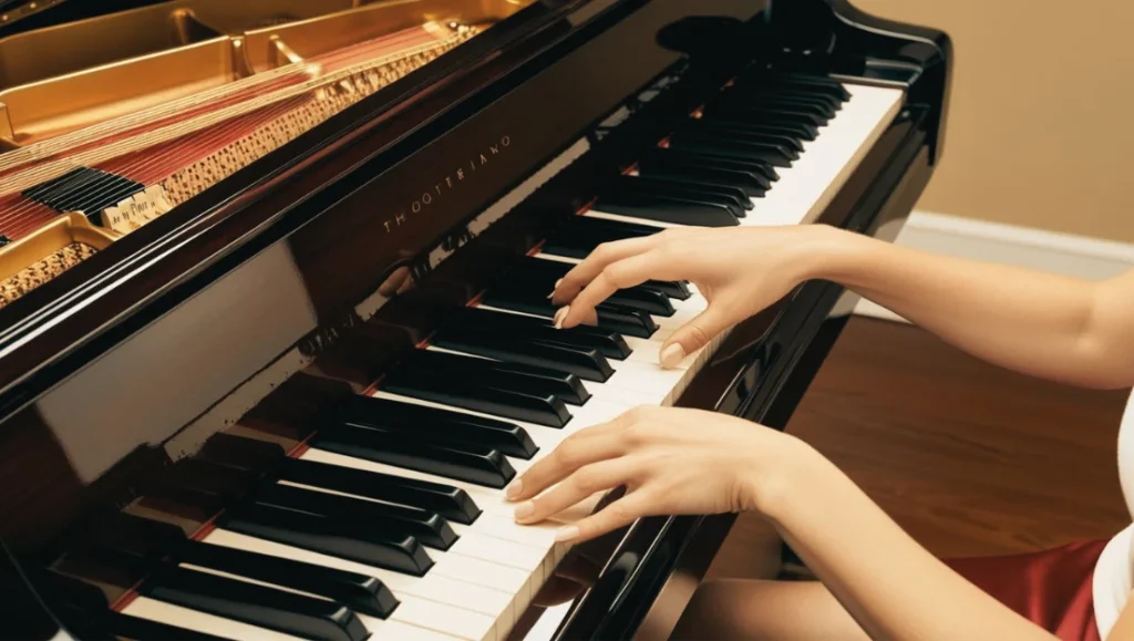 Joven tocando el piano.